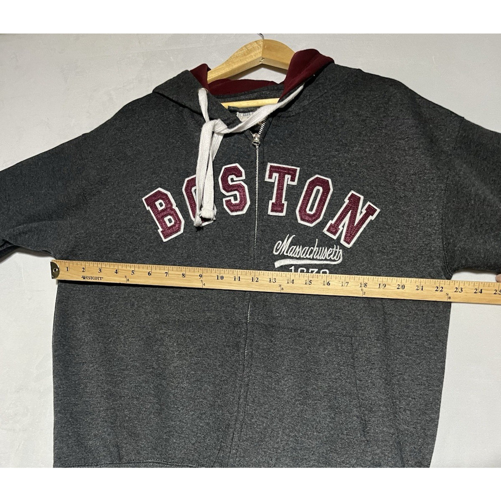 Boston Mass Spellout 1630 Full Zip Full Zip Hoodie Size Medium Gray Sweatshirt - Picture 6 of 10